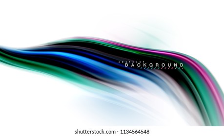 Concepto de mezcla fluida de colores en fondo gris claro, línea de flujo de onda y curva giratoria, plantilla de diseño abstracto de moda para presentación de negocios, banner de papel tapiz de aplicación, afiche o papel tapiz