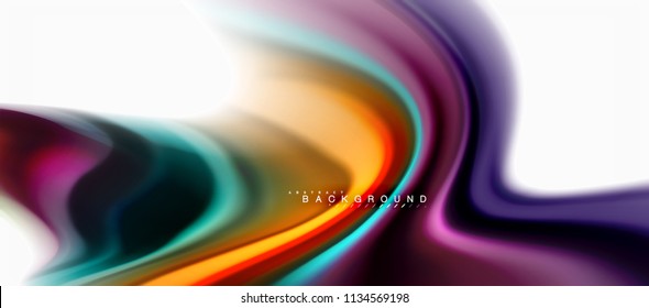 Fluid liquid mixing colors concept on light grey background, curve flow, trendy abstract layout template for business or technology presentation or web brochure cover, wallpaper. Vector illustration