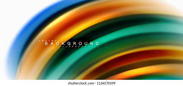 Fluid liquid mixing colors concept on light grey background, curve flow, trendy abstract layout template for business or technology presentation or web brochure cover, wallpaper. Vector illustration