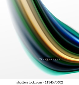 Concepto de mezcla fluida de colores en fondo gris claro, flujo de curvas, plantilla de diseño abstracto de moda para presentación de negocios o tecnología o portada de folletos web, fondo de pantalla. Ilustración del vector