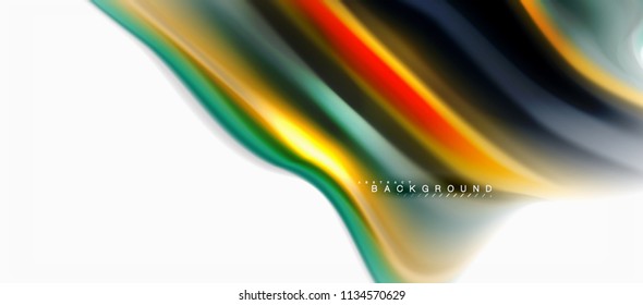 Fluid liquid mixing colors concept on light grey background, curve flow, trendy abstract layout template for business or technology presentation or web brochure cover, wallpaper. Vector illustration