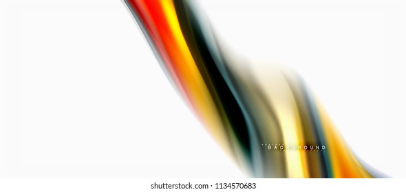 Fluid liquid mixing colors concept on light grey background, curve flow, trendy abstract layout template for business or technology presentation or web brochure cover, wallpaper. Vector illustration