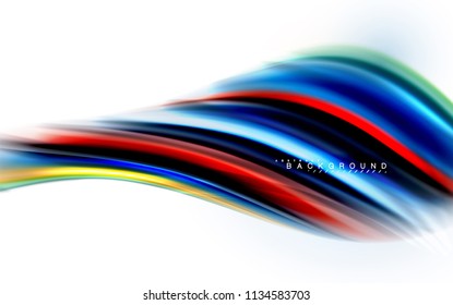 Concepto de mezcla fluida de colores en fondo gris claro, línea de flujo de onda y curva giratoria, plantilla de diseño abstracto de moda para presentación de negocios, banner de papel tapiz de aplicación, afiche o papel tapiz
