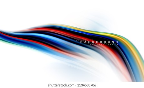 Concepto de mezcla fluida de colores en fondo gris claro, línea de flujo de onda y curva giratoria, plantilla de diseño abstracto de moda para presentación de negocios, banner de papel tapiz de aplicación, afiche o papel tapiz