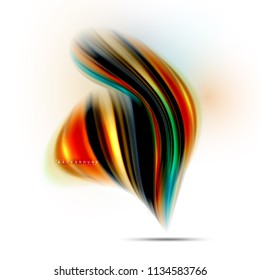 Concepto de mezcla fluida de colores en fondo gris claro, línea de flujo de onda y curva giratoria, plantilla de diseño abstracto de moda para presentación de negocios, banner de papel tapiz de aplicación, afiche o papel tapiz