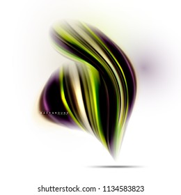 Líquido fluido misturando o conceito de cores no fundo cinza claro, onda e curva de espiral linha de fluxo, modelo de layout abstrato moderno para apresentação de negócios, banner de papel de parede de aplicativo, cartaz ou papel de parede