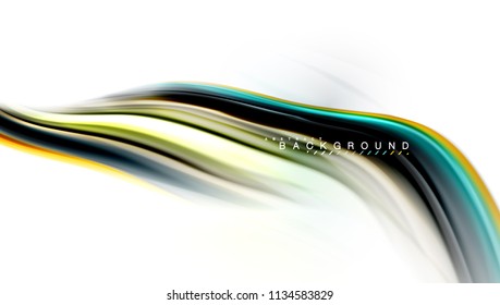 Fluid liquid mixing colors concept on light grey background, wave and swirl curve flow line, trendy abstract layout template for business presentation, app wallpaper banner, poster or wallpaper