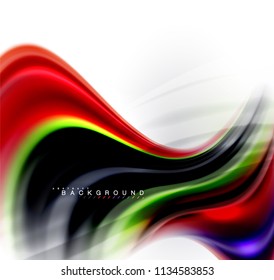 Fluid liquid mixing colors concept on light grey background, wave and swirl curve flow line, trendy abstract layout template for business presentation, app wallpaper banner, poster or wallpaper
