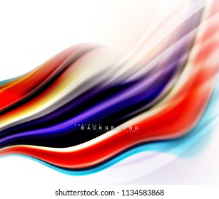 Fluid liquid mixing colors concept on light grey background, wave and swirl curve flow line, trendy abstract layout template for business presentation, app wallpaper banner, poster or wallpaper