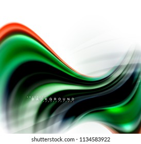 Fluid liquid mixing colors concept on light grey background, wave and swirl curve flow line, trendy abstract layout template for business presentation, app wallpaper banner, poster or wallpaper