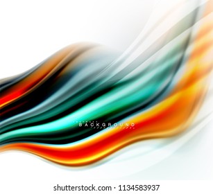 Fluid liquid mixing colors concept on light grey background, wave and swirl curve flow line, trendy abstract layout template for business presentation, app wallpaper banner, poster or wallpaper