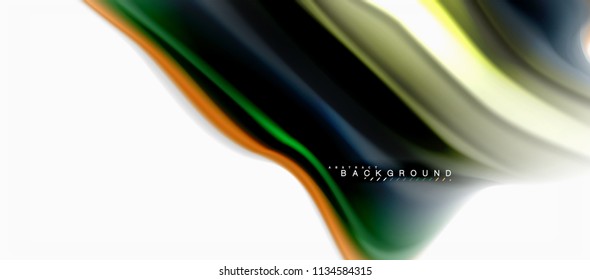 Fluid liquid mixing colors concept on light grey background, curve flow, trendy abstract layout template for business or technology presentation or web brochure cover, wallpaper. Vector illustration