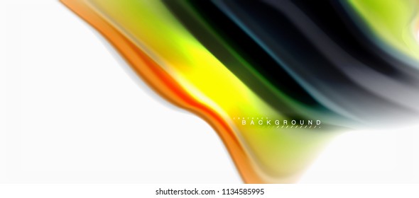 Fluid liquid mixing colors concept on light grey background, curve flow, trendy abstract layout template for business or technology presentation or web brochure cover, wallpaper. Vector illustration