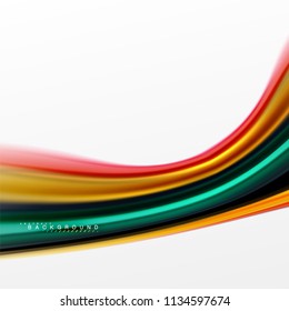 Fluid liquid mixing colors concept on light grey background, curve flow, trendy abstract layout template for business or technology presentation or web brochure cover, wallpaper. Vector illustration