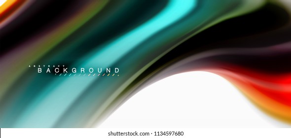 Fluid liquid mixing colors concept on light grey background, curve flow, trendy abstract layout template for business or technology presentation or web brochure cover, wallpaper. Vector illustration