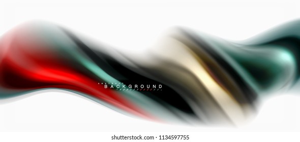 Fluid liquid mixing colors concept on light grey background, curve flow, trendy abstract layout template for business or technology presentation or web brochure cover, wallpaper. Vector illustration