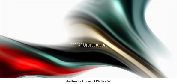 Concepto de mezcla fluida de colores en fondo gris claro, flujo de curvas, plantilla de diseño abstracto de moda para presentación de negocios o tecnología o portada de folletos web, fondo de pantalla. Ilustración del vector