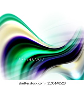 Fluid liquid mixing colors concept on light grey background, wave and swirl curve flow line, trendy abstract layout template for business presentation, app wallpaper banner, poster or wallpaper