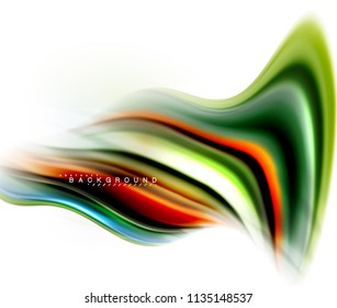 Fluid liquid mixing colors concept on light grey background, wave and swirl curve flow line, trendy abstract layout template for business presentation, app wallpaper banner, poster or wallpaper