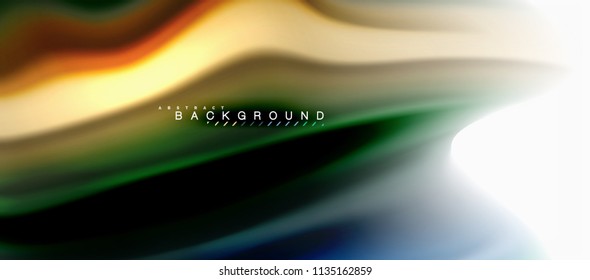 Fluid liquid mixing colors concept on light grey background, curve flow, trendy abstract layout template for business or technology presentation or web brochure cover, wallpaper. Vector illustration