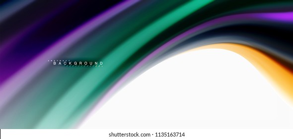 Concepto de mezcla fluida de colores en fondo gris claro, flujo de curvas, plantilla de diseño abstracto de moda para presentación de negocios o tecnología o portada de folletos web, fondo de pantalla. Ilustración del vector