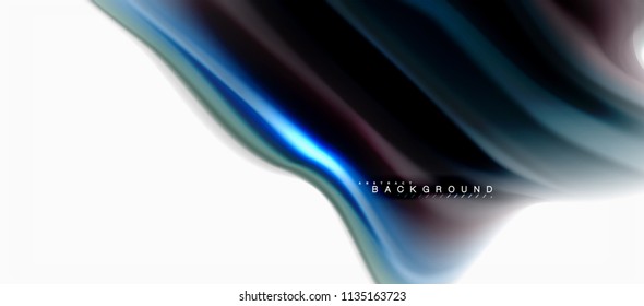 Fluid liquid mixing colors concept on light grey background, curve flow, trendy abstract layout template for business or technology presentation or web brochure cover, wallpaper. Vector illustration
