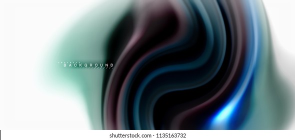 Concepto de mezcla fluida de colores en fondo gris claro, flujo de curvas, plantilla de diseño abstracto de moda para presentación de negocios o tecnología o portada de folletos web, fondo de pantalla. Ilustración del vector