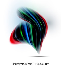 Concepto de mezcla fluida de colores en fondo gris claro, línea de flujo de onda y curva giratoria, plantilla de diseño abstracto de moda para presentación de negocios, banner de papel tapiz de aplicación, afiche o papel tapiz