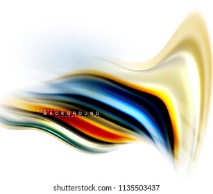 Fluid liquid mixing colors concept on light grey background, wave and swirl curve flow line, trendy abstract layout template for business presentation, app wallpaper banner, poster or wallpaper