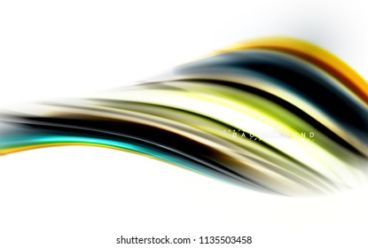 Fluid liquid mixing colors concept on light grey background, wave and swirl curve flow line, trendy abstract layout template for business presentation, app wallpaper banner, poster or wallpaper
