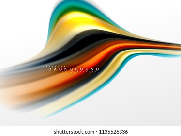 Fluid liquid mixing colors concept on light grey background, curve flow, trendy abstract layout template for business or technology presentation or web brochure cover, wallpaper. Vector illustration