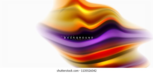 Concepto de mezcla fluida de colores en fondo gris claro, flujo de curvas, plantilla de diseño abstracto de moda para presentación de negocios o tecnología o portada de folletos web, fondo de pantalla. Ilustración del vector