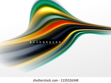 Fluid liquid mixing colors concept on light grey background, curve flow, trendy abstract layout template for business or technology presentation or web brochure cover, wallpaper. Vector illustration