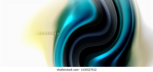 Fluid liquid mixing colors concept on light grey background, curve flow, trendy abstract layout template for business or technology presentation or web brochure cover, wallpaper. Vector illustration