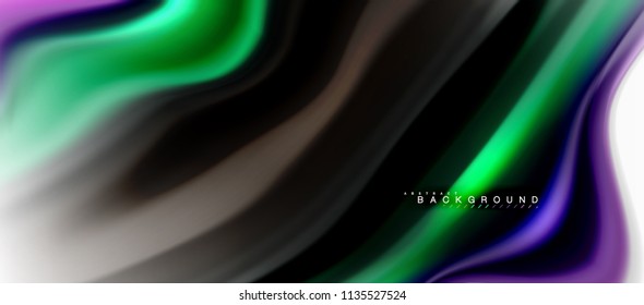 Concepto de mezcla fluida de colores en fondo gris claro, flujo de curvas, plantilla de diseño abstracto de moda para presentación de negocios o tecnología o portada de folletos web, fondo de pantalla. Ilustración del vector