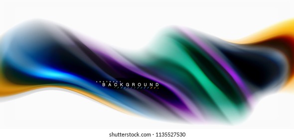 Fluid liquid mixing colors concept on light grey background, curve flow, trendy abstract layout template for business or technology presentation or web brochure cover, wallpaper. Vector illustration