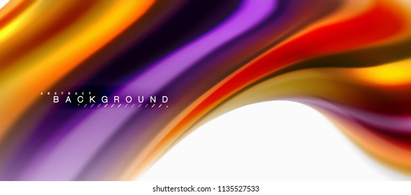 Fluid liquid mixing colors concept on light grey background, curve flow, trendy abstract layout template for business or technology presentation or web brochure cover, wallpaper. Vector illustration