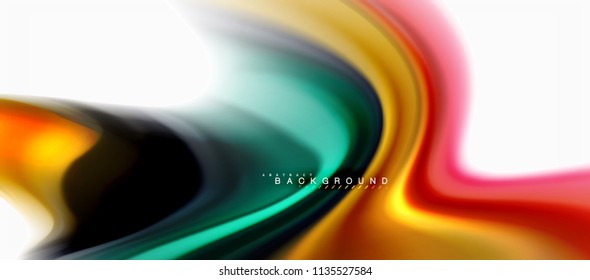 Concepto de mezcla fluida de colores en fondo gris claro, flujo de curvas, plantilla de diseño abstracto de moda para presentación de negocios o tecnología o portada de folletos web, fondo de pantalla. Ilustración del vector