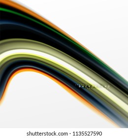 Concepto de mezcla fluida de colores en fondo gris claro, flujo de curvas, plantilla de diseño abstracto de moda para presentación de negocios o tecnología o portada de folletos web, fondo de pantalla. Ilustración del vector