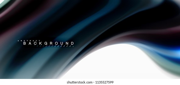 Fluid liquid mixing colors concept on light grey background, curve flow, trendy abstract layout template for business or technology presentation or web brochure cover, wallpaper. Vector illustration