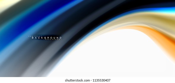 Concepto de mezcla fluida de colores en fondo gris claro, flujo de curvas, plantilla de diseño abstracto de moda para presentación de negocios o tecnología o portada de folletos web, fondo de pantalla. Ilustración del vector