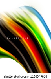 Concepto de mezcla fluida de colores en fondo gris claro, línea de flujo de onda y curva giratoria, plantilla de diseño abstracto de moda para presentación de negocios, banner de papel tapiz de aplicación, afiche o papel tapiz