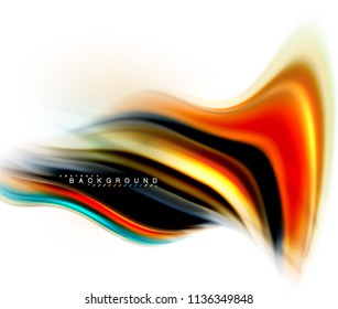 Fluid liquid mixing colors concept on light grey background, wave and swirl curve flow line, trendy abstract layout template for business presentation, app wallpaper banner, poster or wallpaper