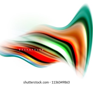 Concepto de mezcla fluida de colores en fondo gris claro, línea de flujo de onda y curva giratoria, plantilla de diseño abstracto de moda para presentación de negocios, banner de papel tapiz de aplicación, afiche o papel tapiz