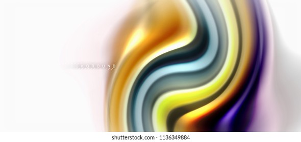 Fluid liquid mixing colors concept on light grey background, curve flow, trendy abstract layout template for business or technology presentation or web brochure cover, wallpaper. Vector illustration