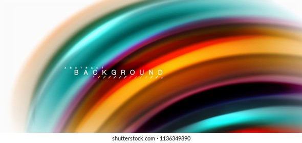 Fluid liquid mixing colors concept on light grey background, curve flow, trendy abstract layout template for business or technology presentation or web brochure cover, wallpaper. Vector illustration