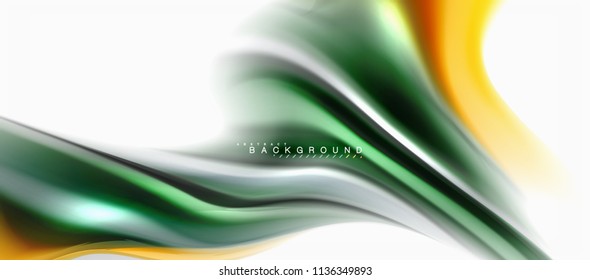 Fluid liquid mixing colors concept on light grey background, curve flow, trendy abstract layout template for business or technology presentation or web brochure cover, wallpaper. Vector illustration