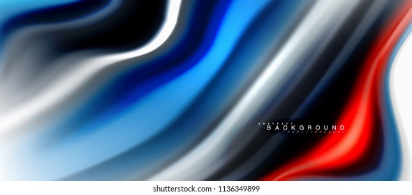Fluid liquid mixing colors concept on light grey background, curve flow, trendy abstract layout template for business or technology presentation or web brochure cover, wallpaper. Vector illustration