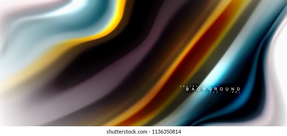 Fluid liquid mixing colors concept on light grey background, curve flow, trendy abstract layout template for business or technology presentation or web brochure cover, wallpaper. Vector illustration