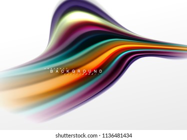 Fluid liquid mixing colors concept on light grey background, curve flow, trendy abstract layout template for business or technology presentation or web brochure cover, wallpaper. Vector illustration